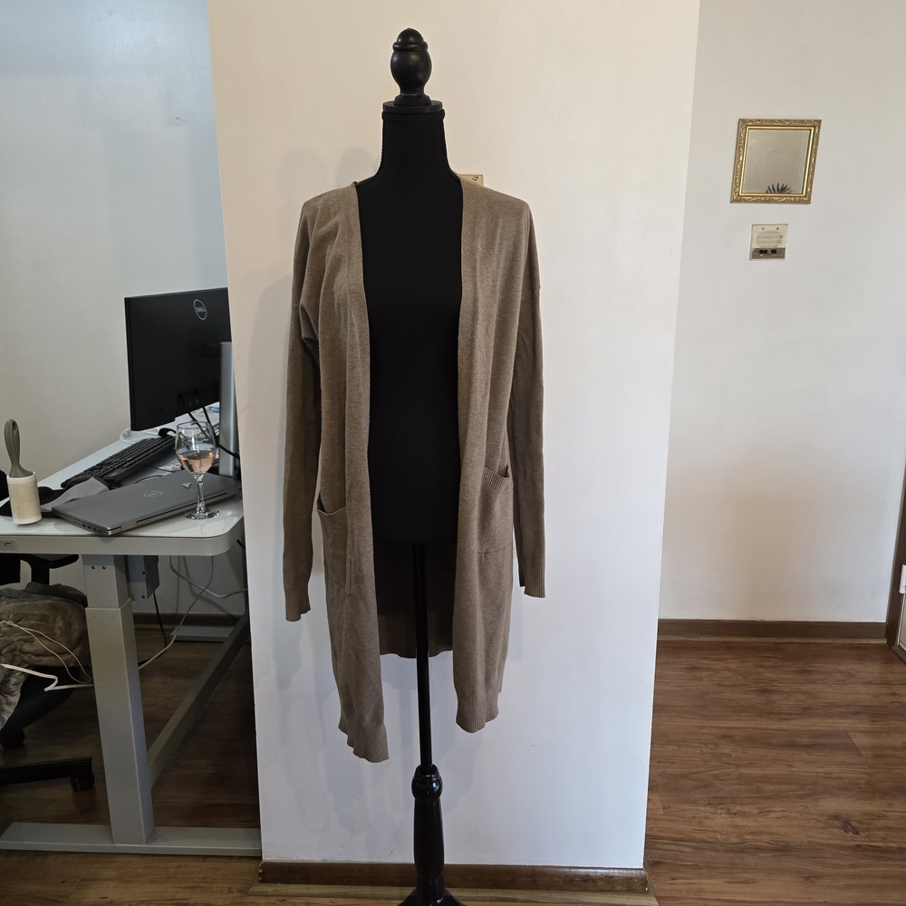 Tan Open Front Cardigan
